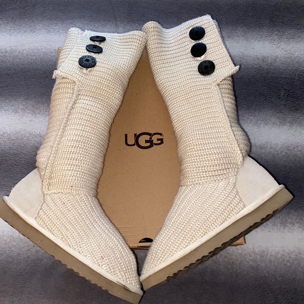 UGG Cream Classic Tall Cardy Sweater Boots